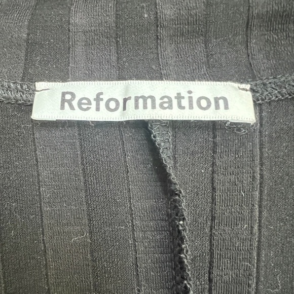 Reformation Vittoria Black Rib Long Sleeve Knit Dress Size Large - Picture 5 of 7